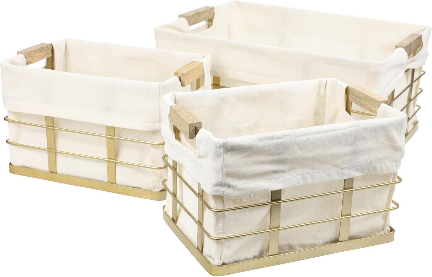 Cestas alambre madera forro tela estantería cubo malla