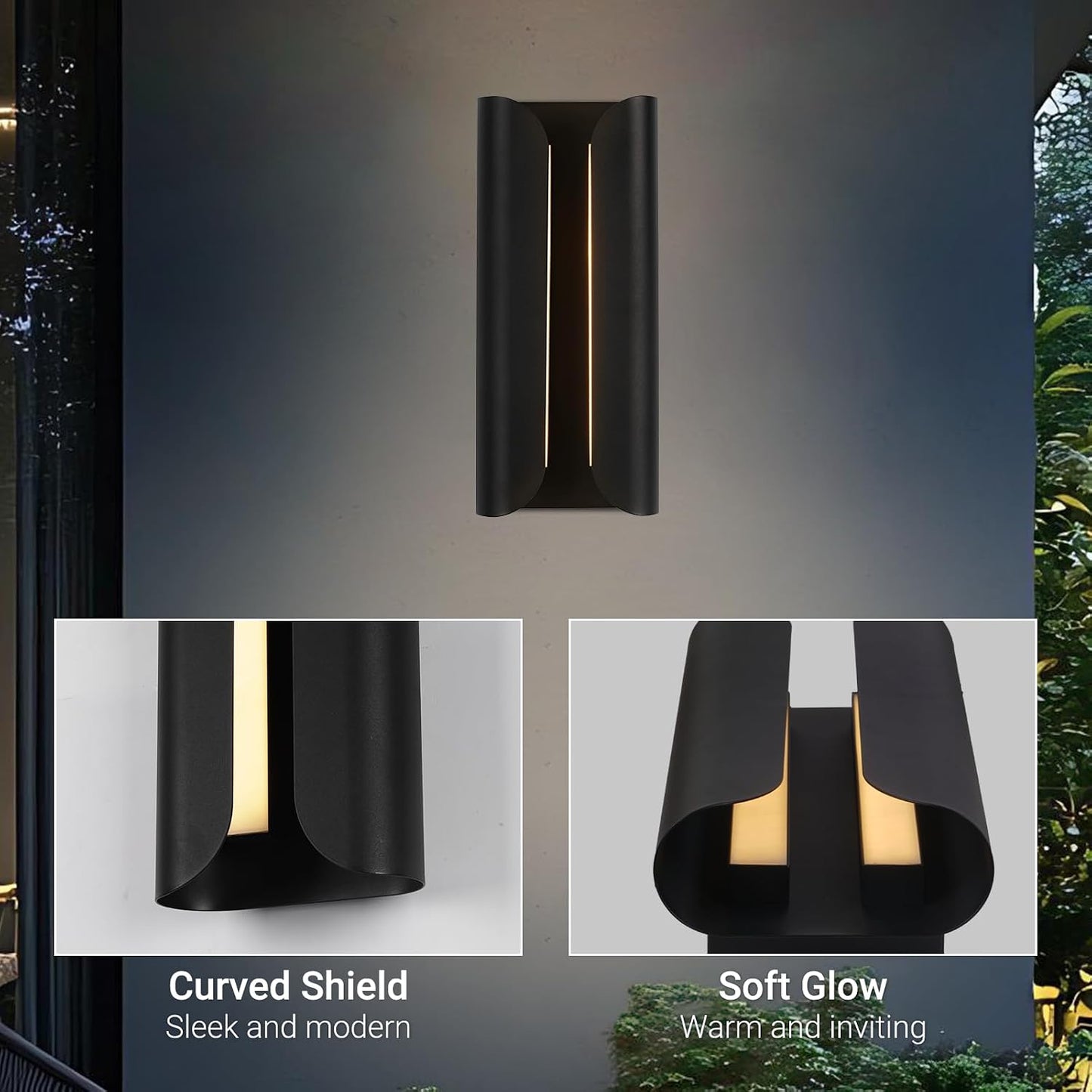 Lámpara pared exterior LED 24W 3000K negro mate