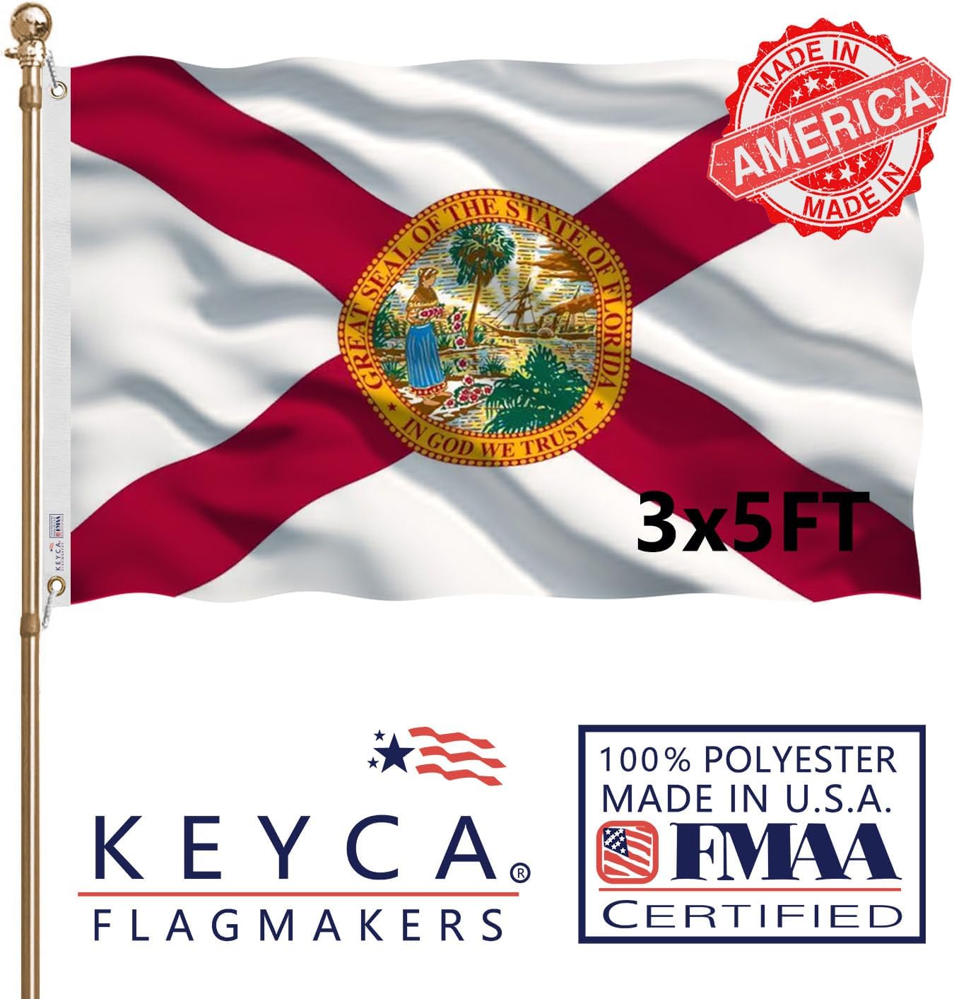 Bandera Florida 3x5ft doble cara colores vibrantes