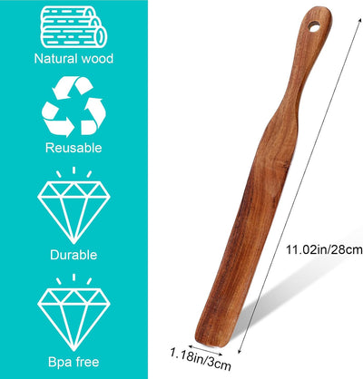 Espátula madera teca 11pulg para revolver pan masa