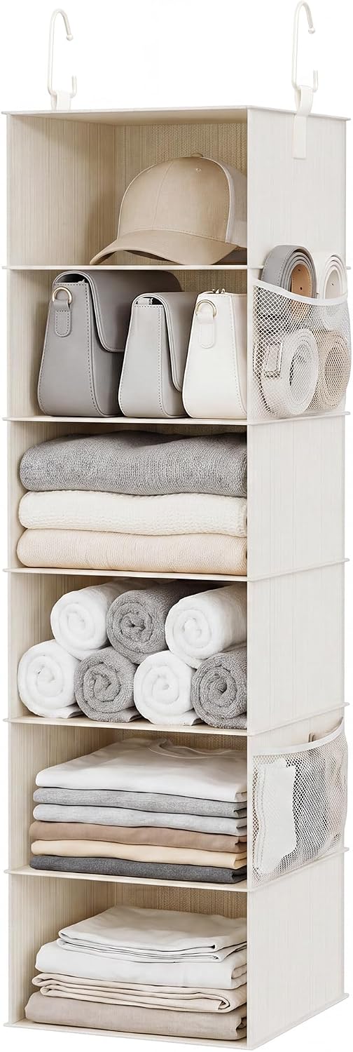 Organiz. colgante armario 6 estantes tela 12x12"