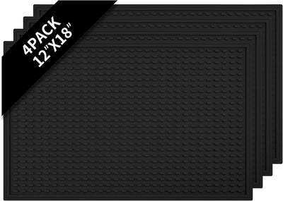 4 Tapetes Barra Goma Negra 18x12pulg para Barman Cocina