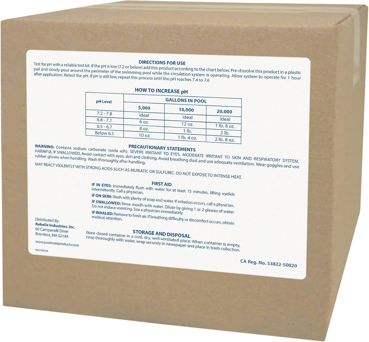20lb pH superior para piscinas 100% carbonato sodio