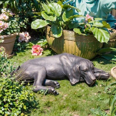 Estatua perro durmiendo resina para jardín patio 22.25x12.5