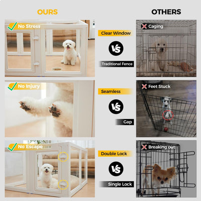 Corralito acrílico transparente para perros y gatos