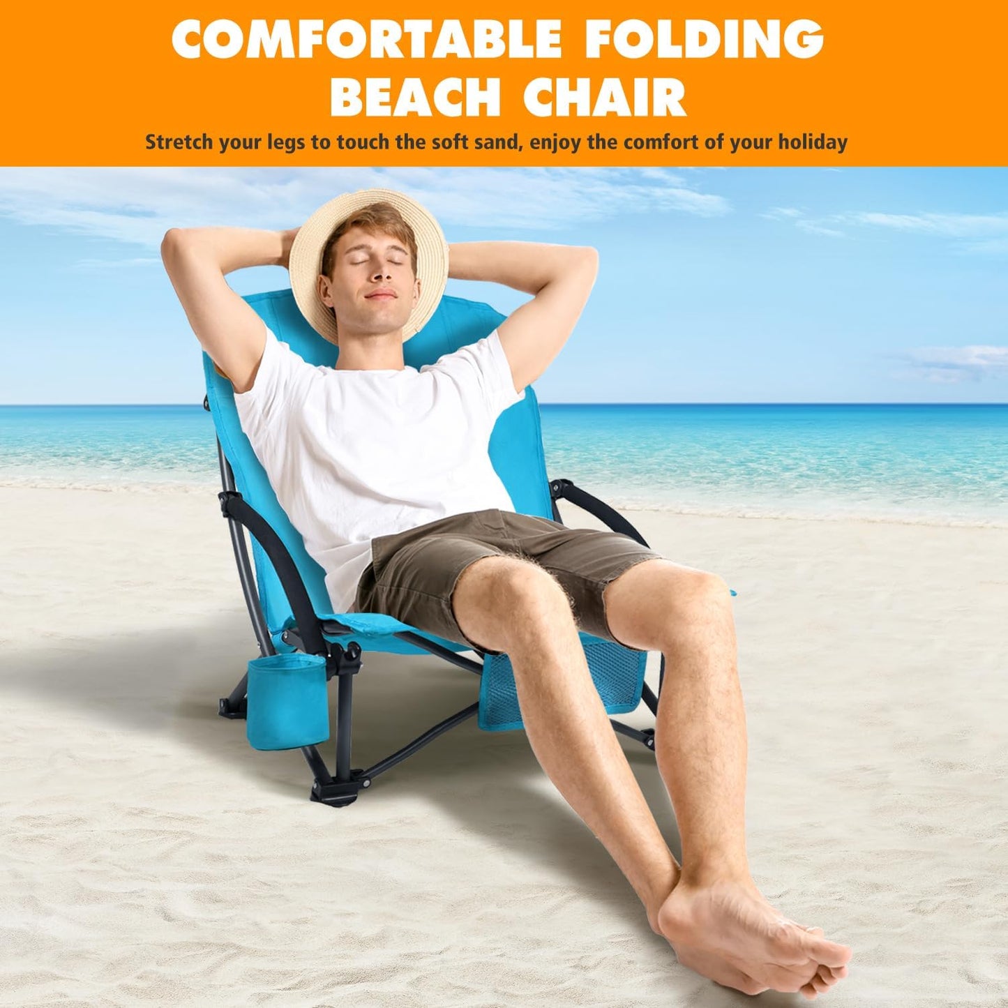 Silla playa plegable con bolsa enfriadora 4 pzas respaldo