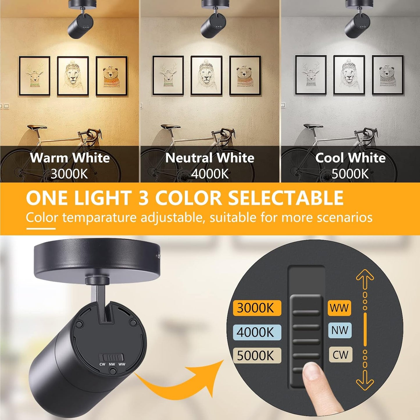 Lámpara LED ajustable para techo sala dormitorio 30W negro