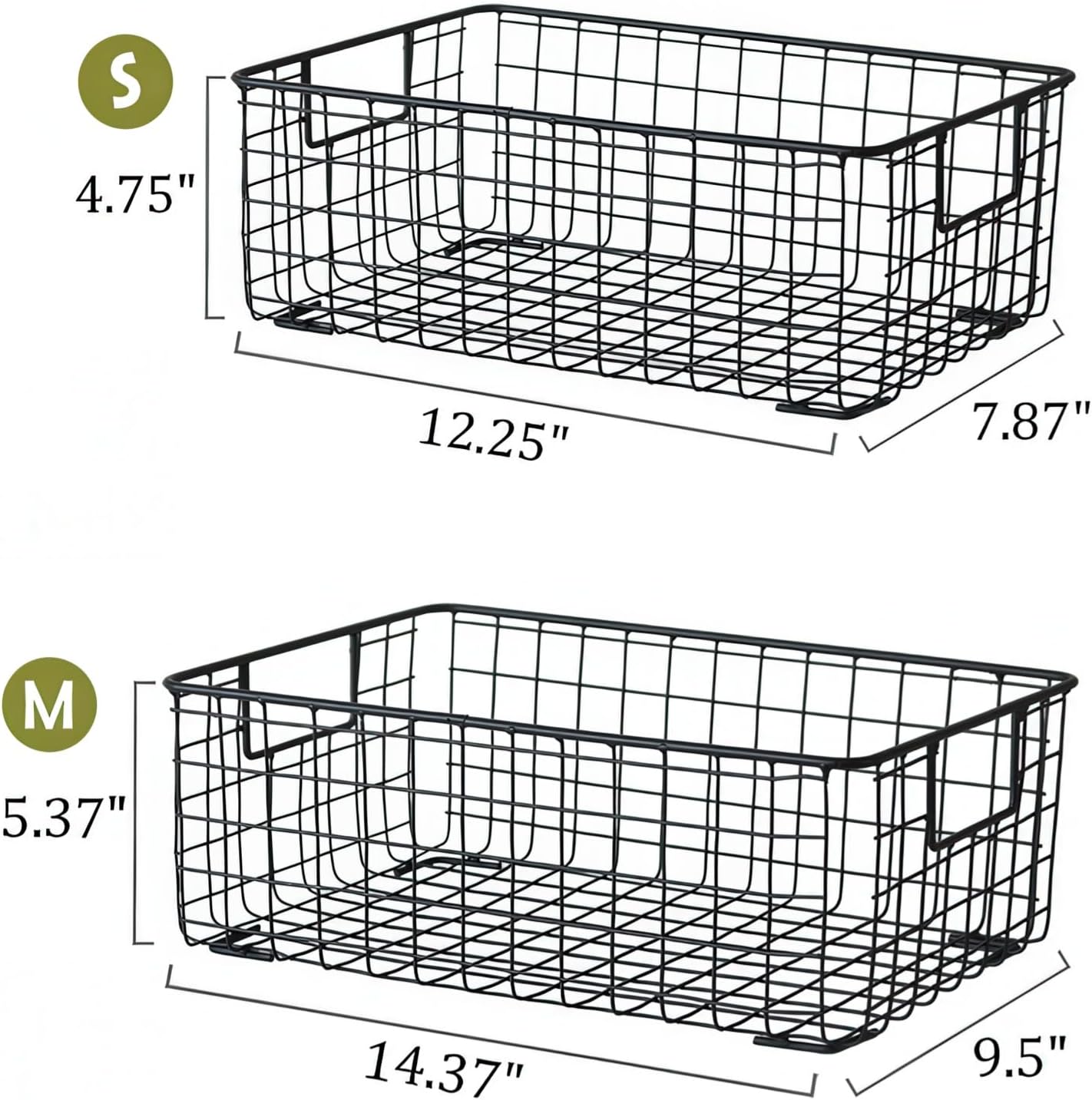 2 Pzas Cestas Almacenamiento Alambre Asas Metal