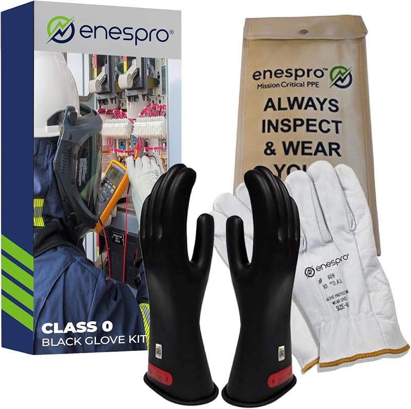 Guantes aislante caucho clase 0 12v Negro
