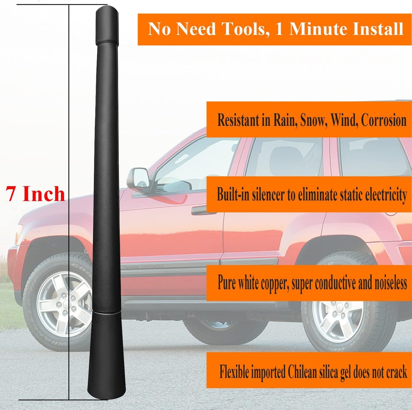 Antena repuesto Jeep Grand Cherokee 2005-10 de 7"
