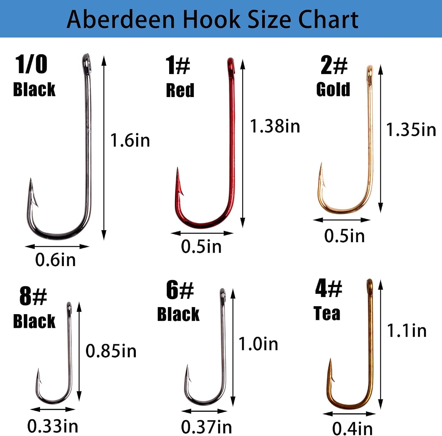 Juego 150 anzuelos Aberdeen para pesca panfish y bluegill