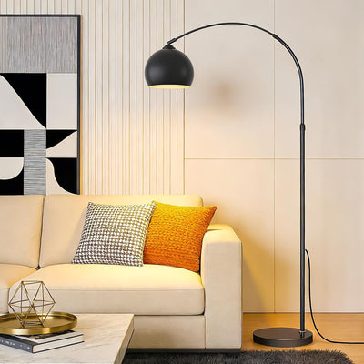 Lámpara pie arco negro mate 71pulg regulable 12W con control remoto