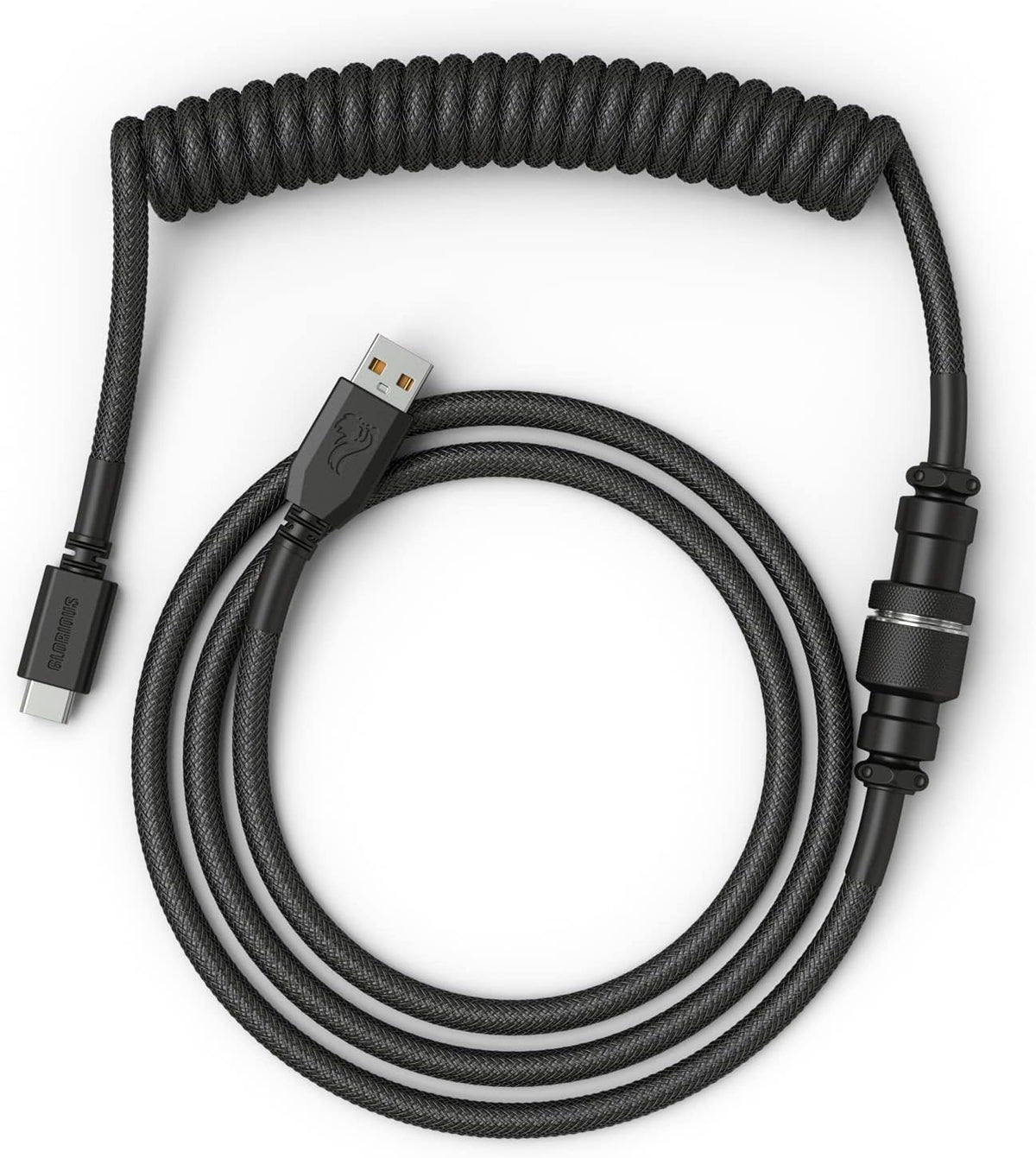 Cable USB C enrollado para teclado mecánico set negro