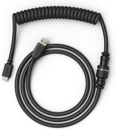 Cable USB C enrollado para teclado mecánico set negro