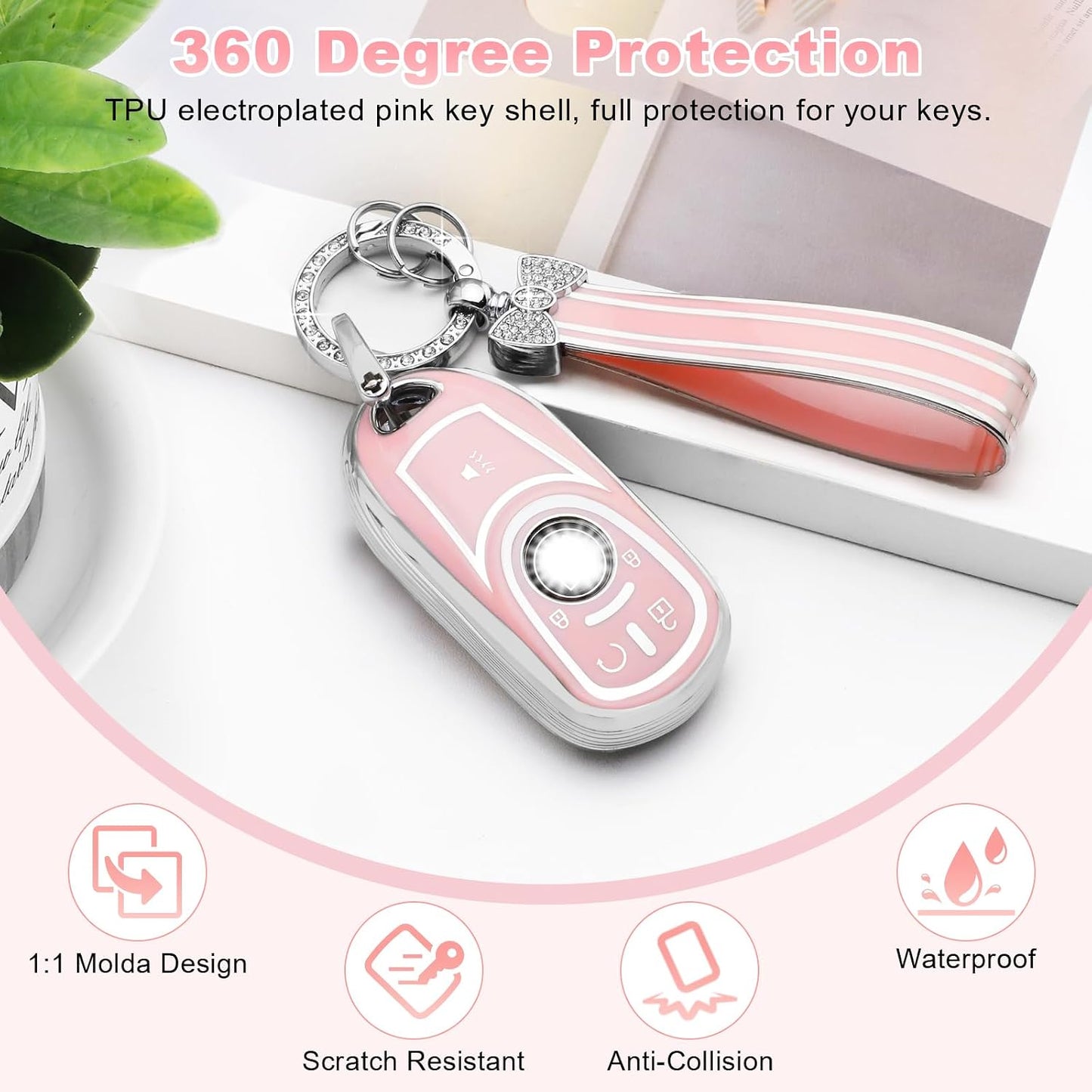 Funda TPU llavero Buick Rosa 5 botones accesorio femenino