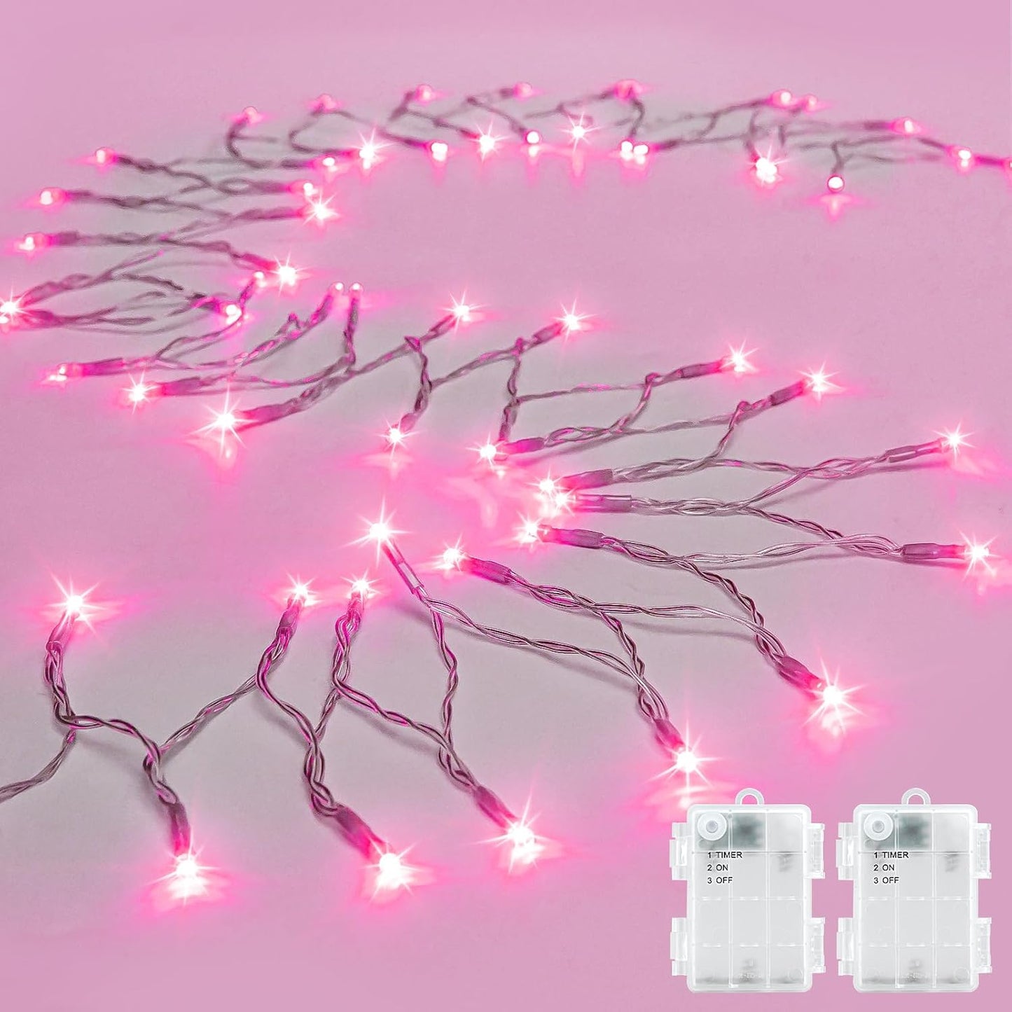 Guirnalda luces rosadas 9.8ft 30 LED impermeables con temporizador
