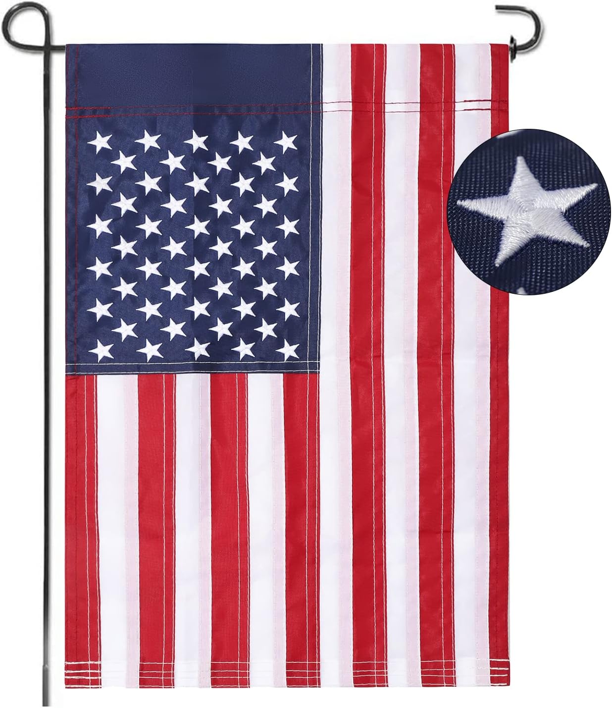 Bandera jardín 12x18" estrellas bordadas nailon duradero