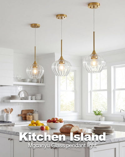 Luces colgantes cristal doradas 7pulg cocina comedor