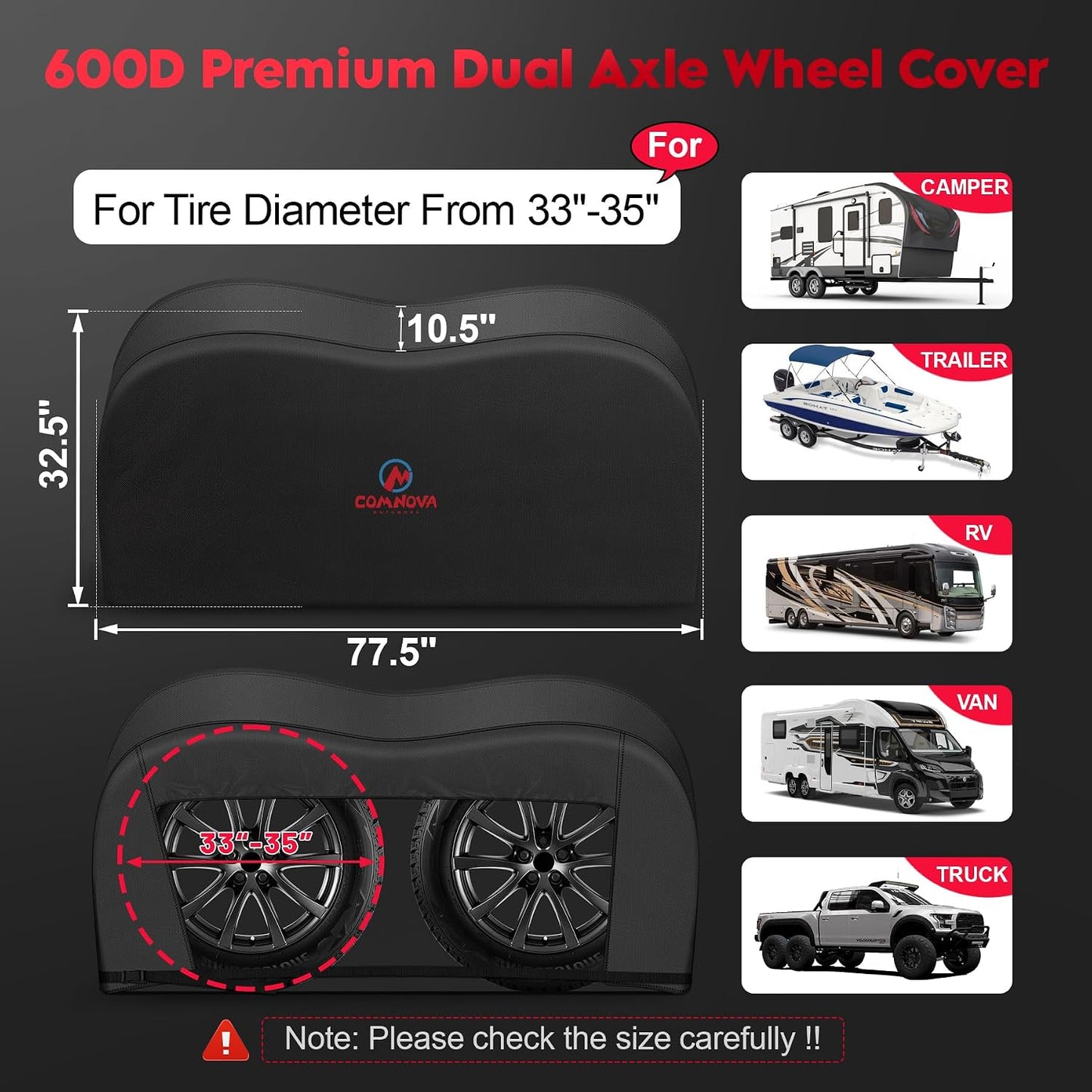 Fundas neumáticos RV set 2 impermeable 600d doble eje