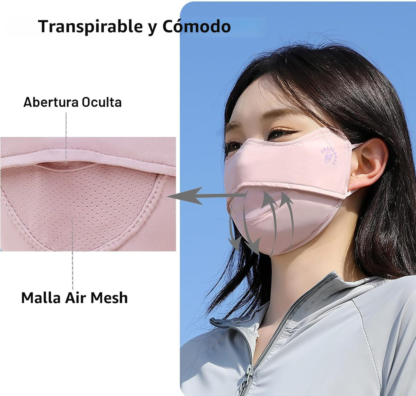 2 Máscaras UV Transpirables para Mujer Exteriores Reutilizables