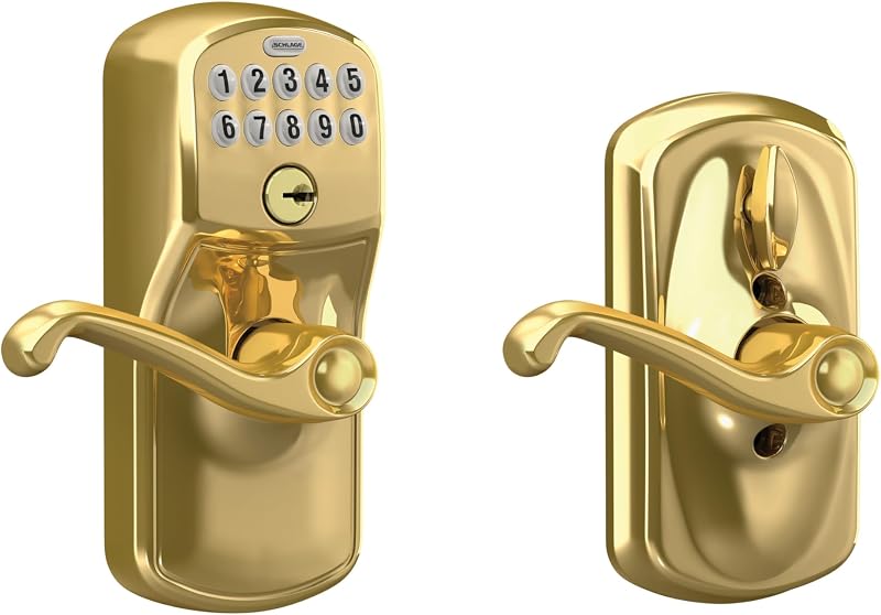 Cerradura puerta teclado Flex-Lock latón brillante FE595