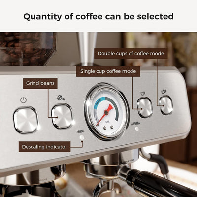 Máquina de café expreso Kismile con molinillo y espumador de leche