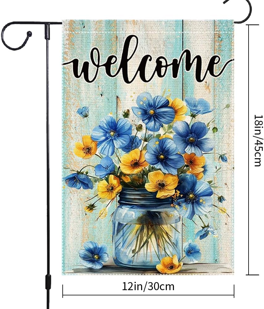 Banderas jardín 12x18pulg con tarro mason doble cara