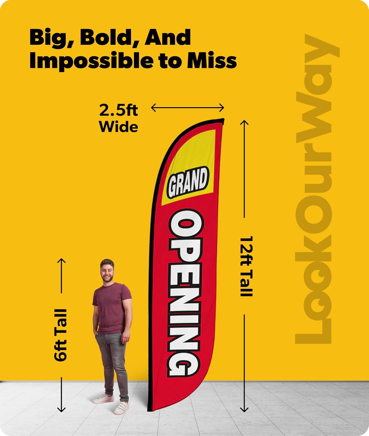 Bandera de plumas 12ft rojo sin poste gran apertura