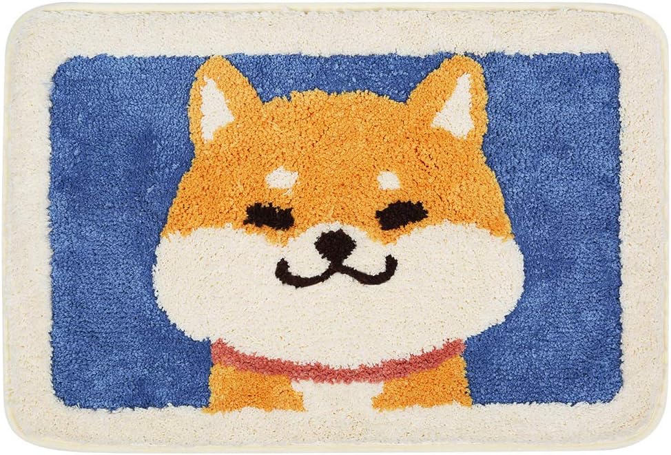Alfombra baño Shiba y Corgi felpa antideslizante 17.7x25.6pulg