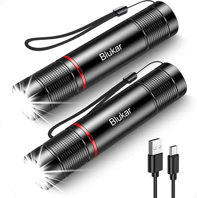 Linterna LED recargable 4 modos impermeable paquete 2