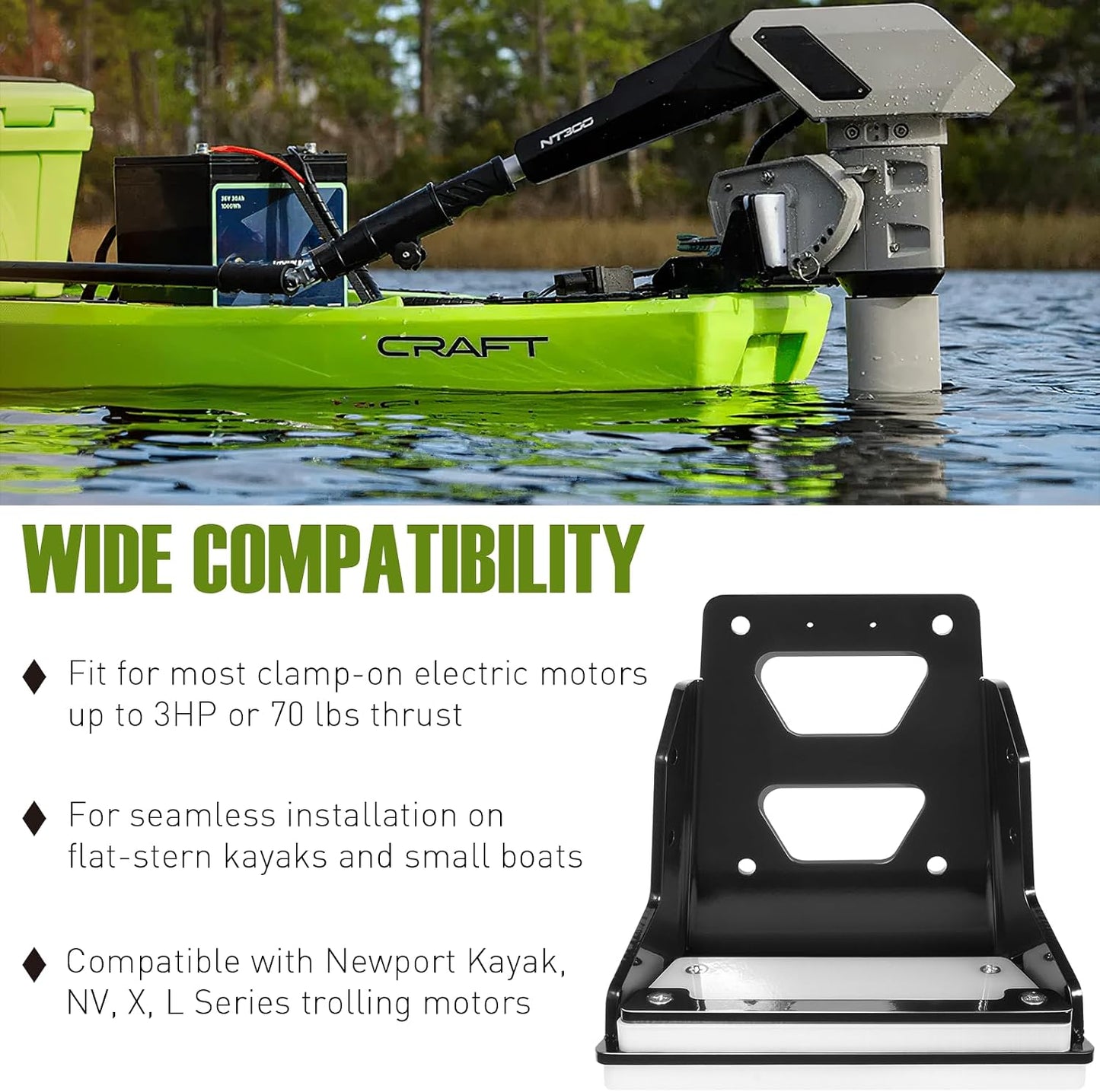 Soporte motor arrastre kayak aluminio 0.236pulg 3 HP