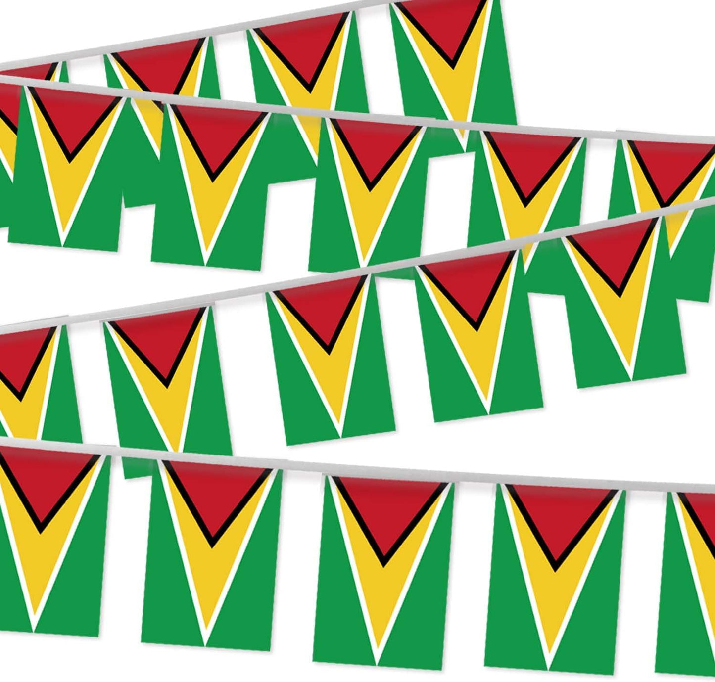 Banderín Guyana 32ft con 30 mini banderines rayas fiesta