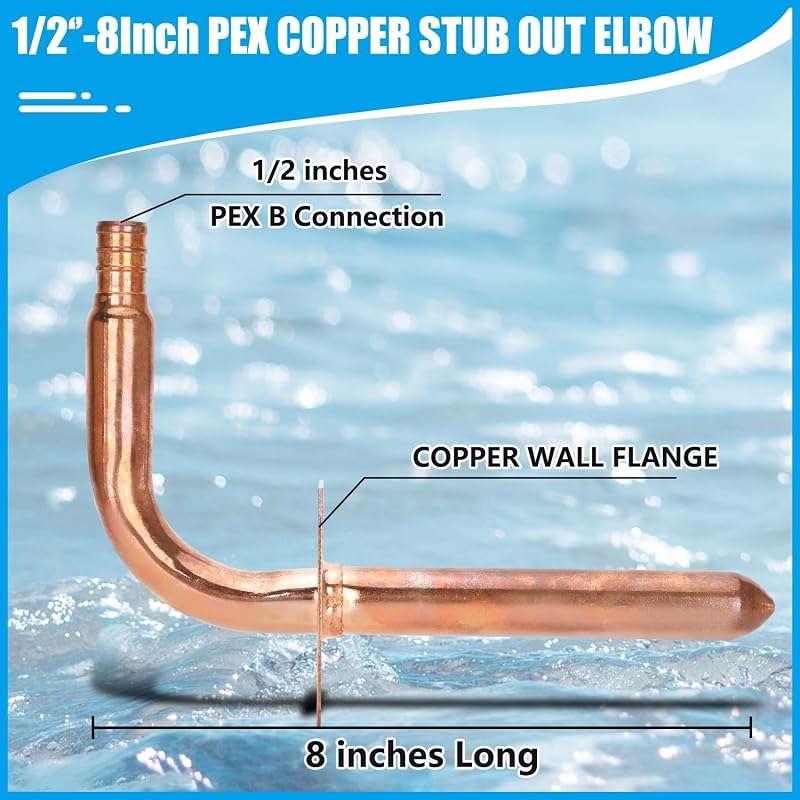 10 Codos derivación cobre 1/2'' a 8" sin plomo PEX-B,C