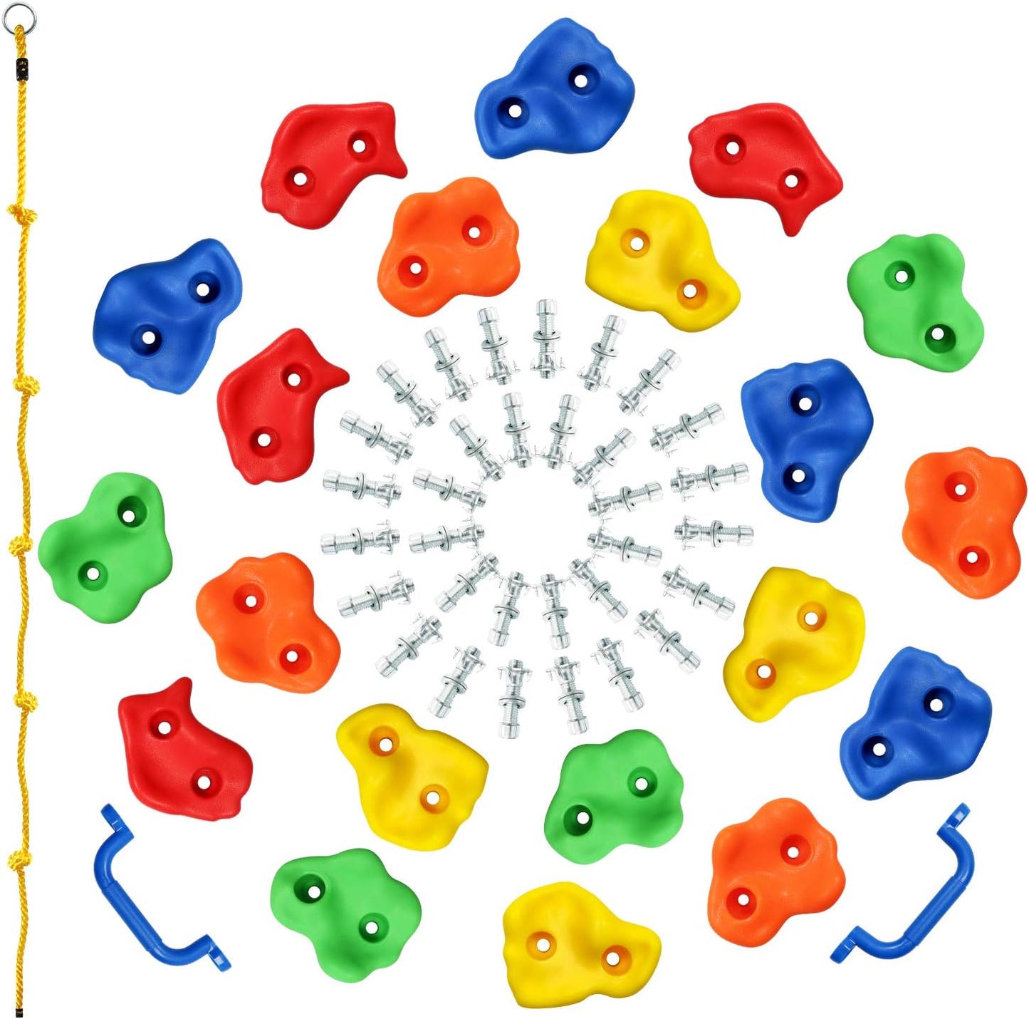Kit escalada niños 20 soportes pared roca 2 asas cuerda 8ft