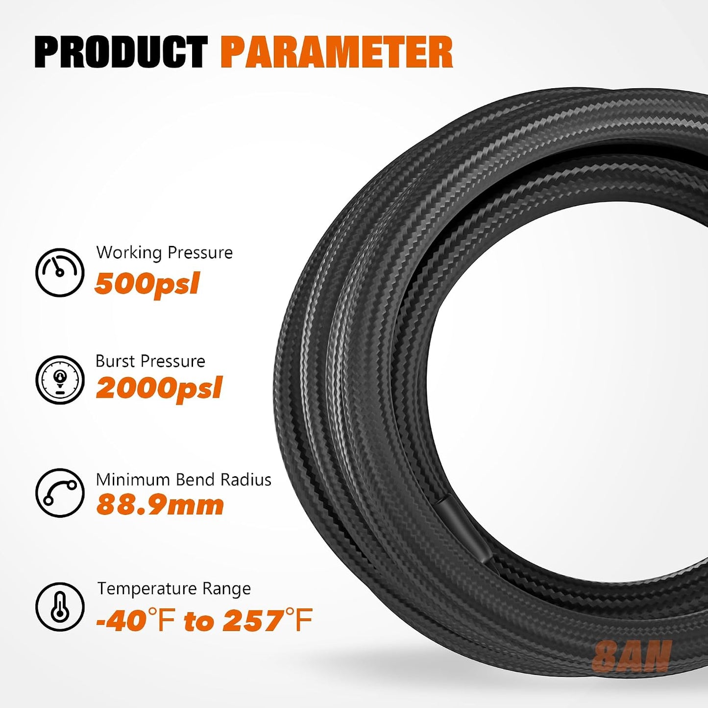 Kit manguera combustible AN8 20pies acero inox con
