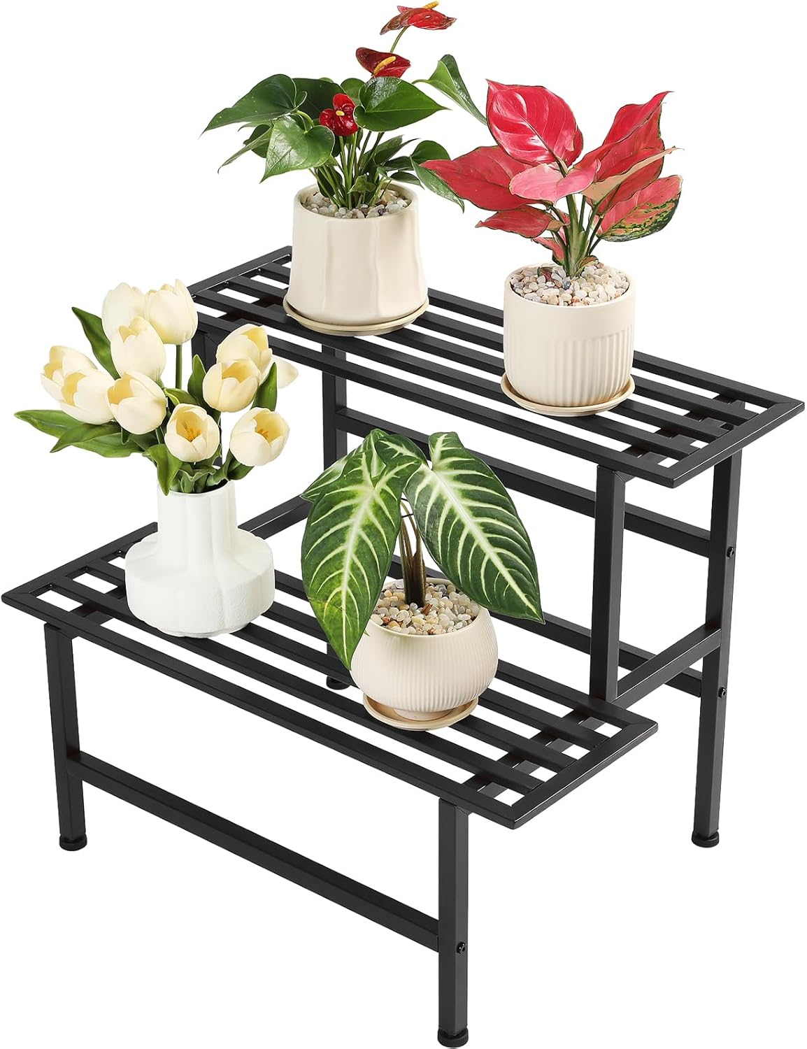 Soporte metal para plantas 2 niveles 26x20.25x17.75
