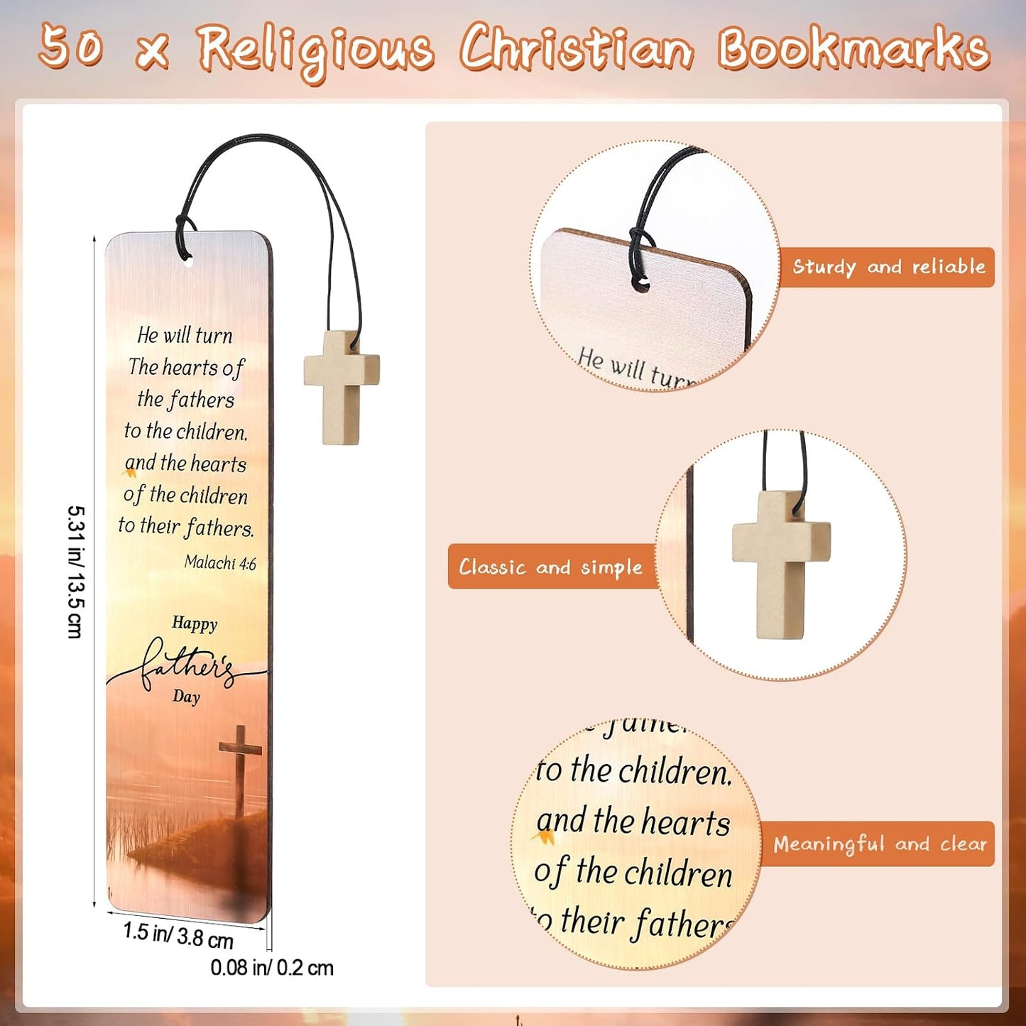 50 Set Regalo Cristiano con Versículo y Marcadores Madera
