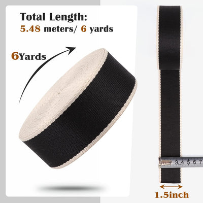 Correa nailon 1.5" 6 yardas rayas negras