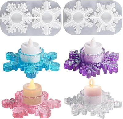 2 Juegos Moldes Resina Candelabros Navidad Decoración Hogar