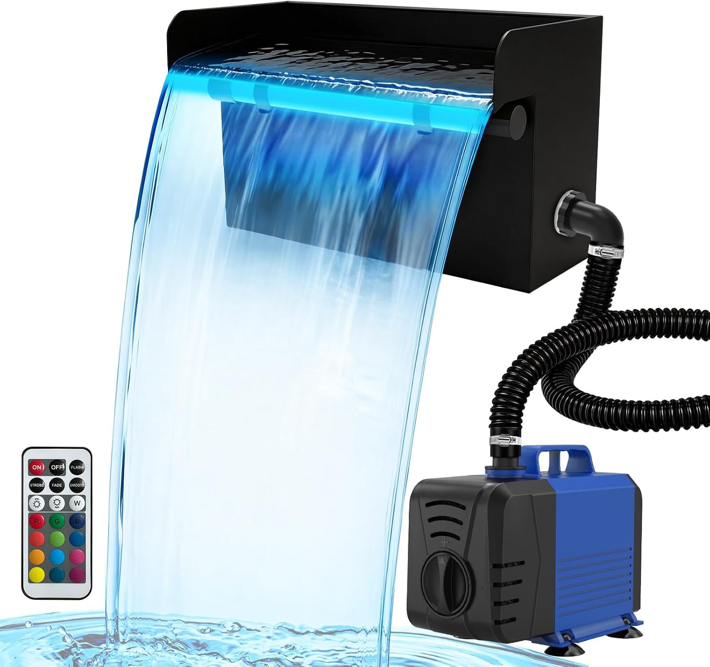Kit derrame cascada acero inox 12pulg bomba LED 660GPH