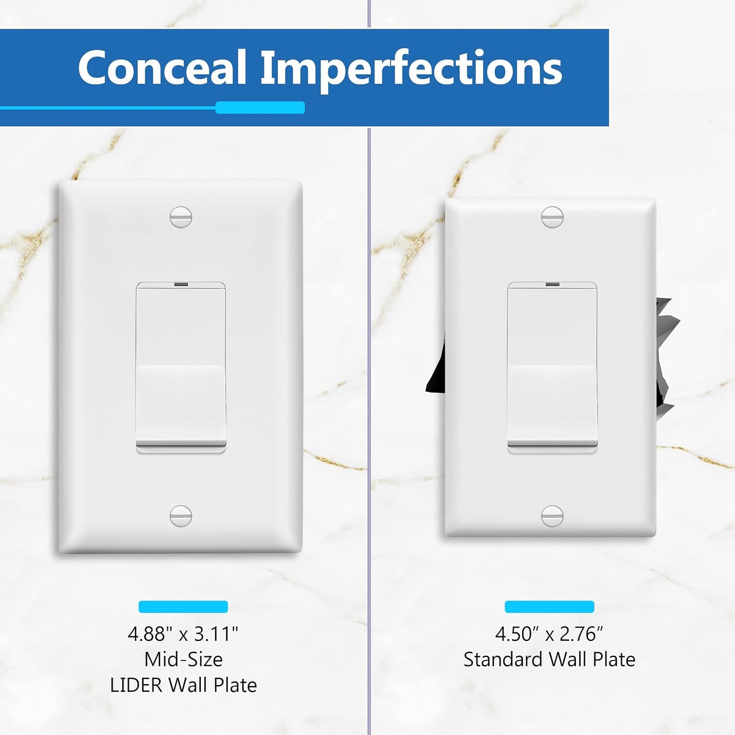 Cubierta interruptor decorativa acabado mate 4.88x3.11pulg