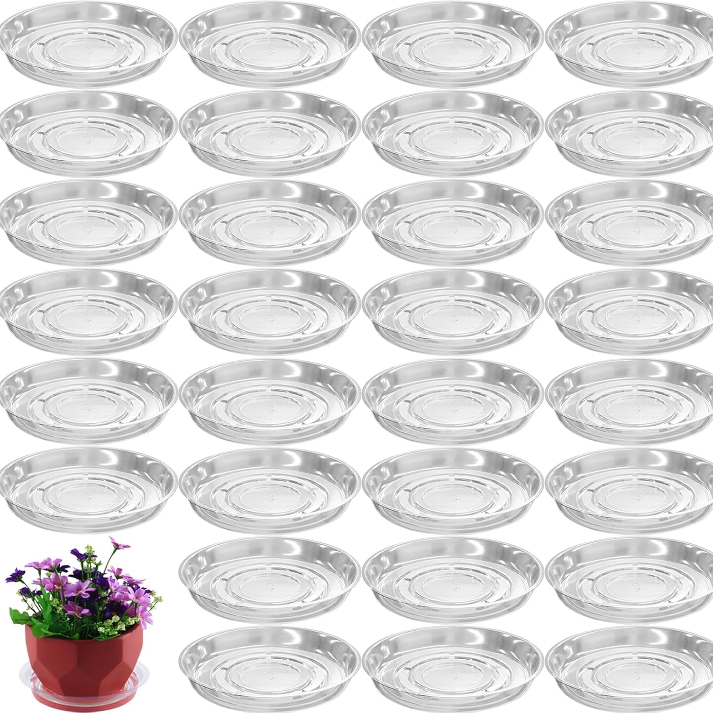 30 Pzas Bandejas Plástico 10" para Plantas Interior Exterior