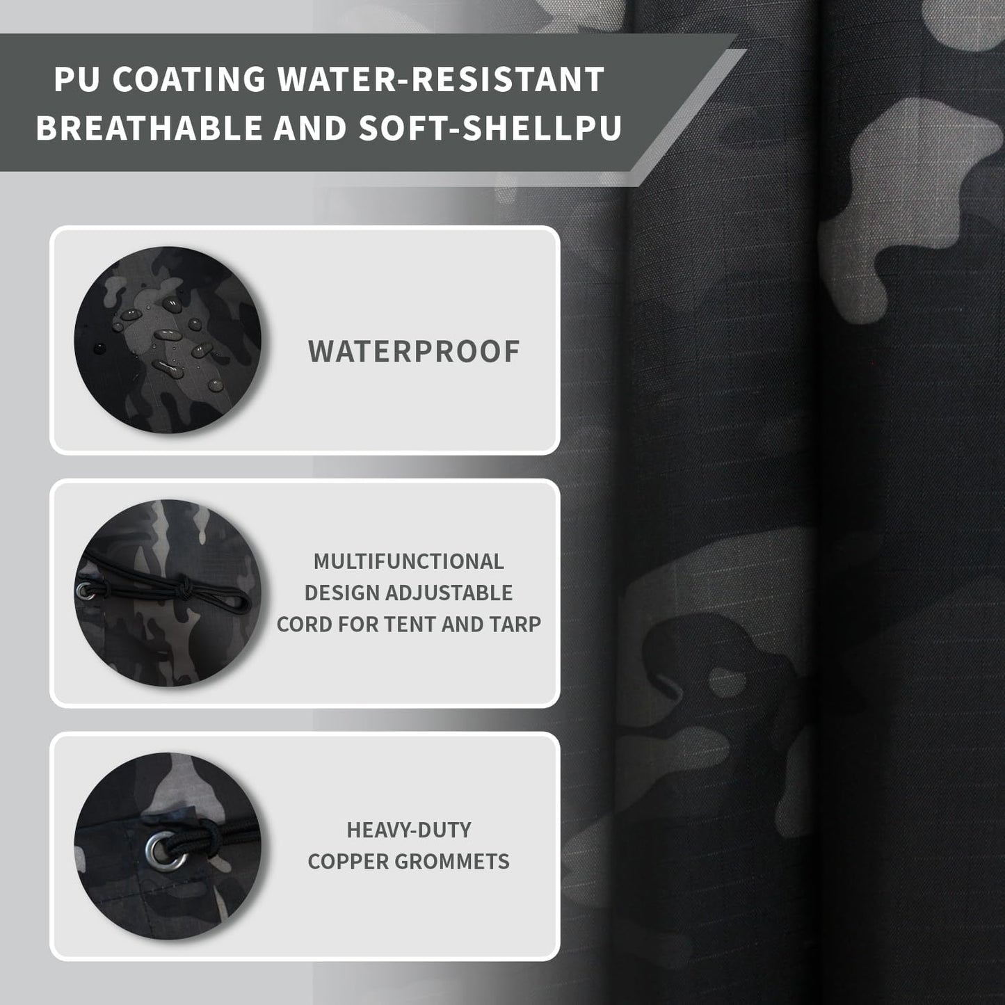 Poncho militar Rip-Stop camuflaje impermeable