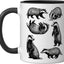 Taza cerámica vintage animales naturaleza negro/blanco