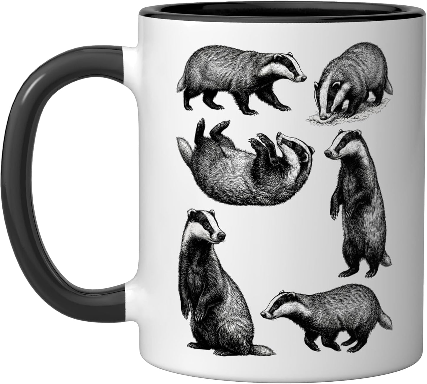 Taza cerámica vintage animales naturaleza negro/blanco