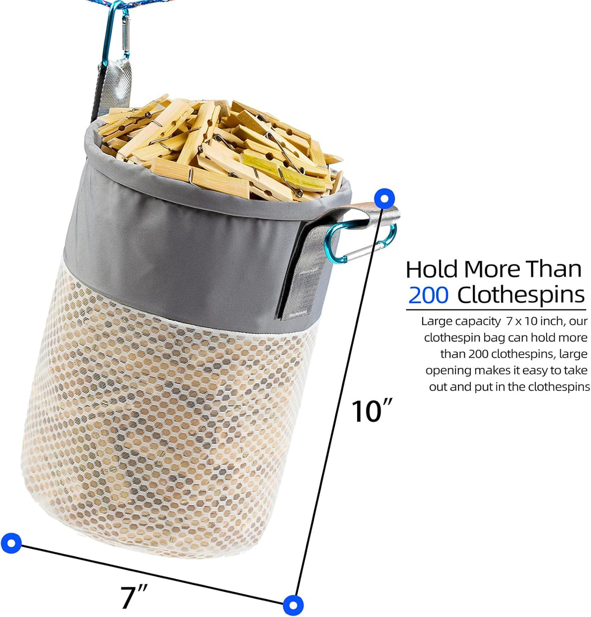 Soporte malla para colgar ropa con ganchos y bolsa alfiler