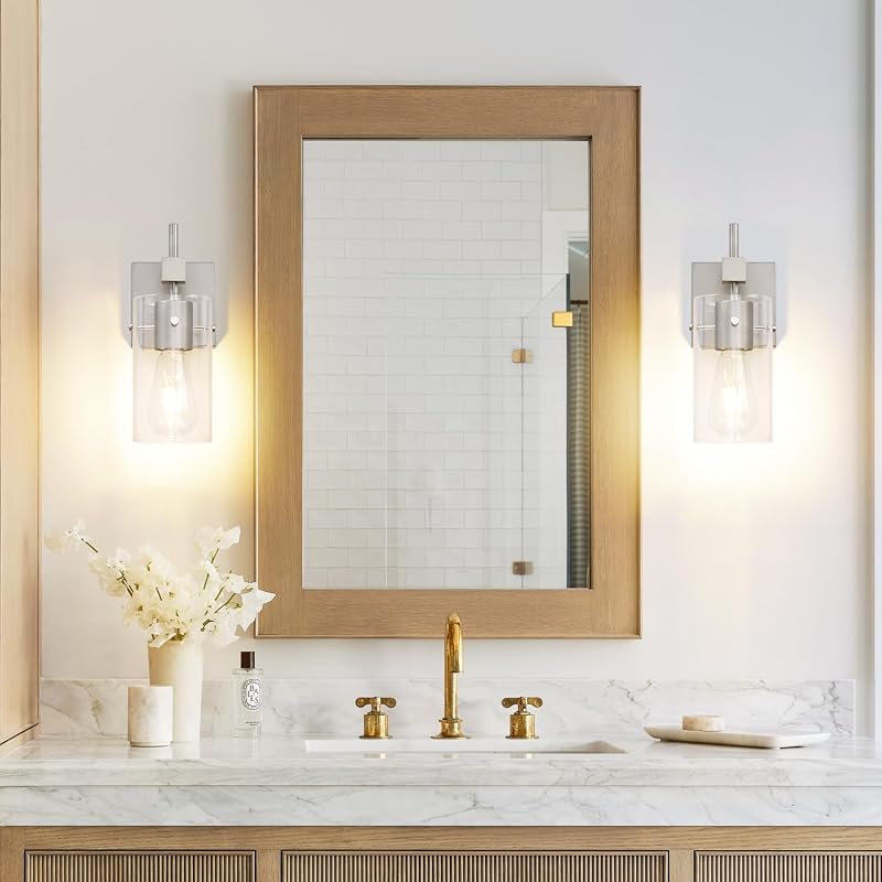 Luz vintage níquel cepillado lámpara baño sobre espejo