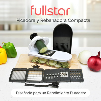 Picadora 6en1 mandolina rallador queso cocina blanco y negro