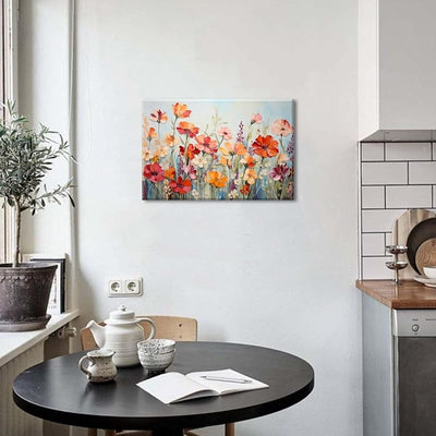 Arte abstracto de flores silvestres coloridas para pared