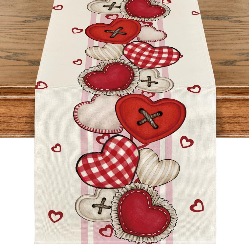 Camino mesa San Valentín botones corazón 13x72pulg
